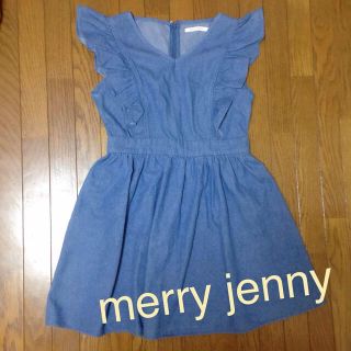 メリージェニー(merry jenny)の新品♡佐藤ありささん デニムフリルワンピ(ミニワンピース)