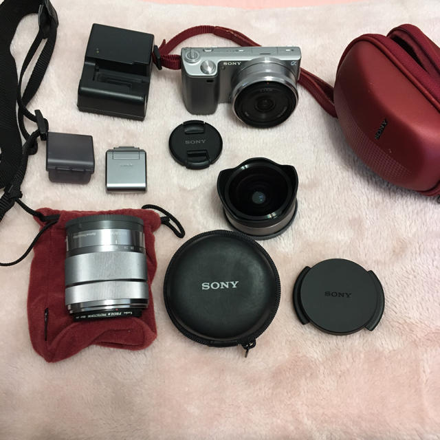 SONY(ソニー)のSONY NEX-5 セット スマホ/家電/カメラのカメラ(ミラーレス一眼)の商品写真