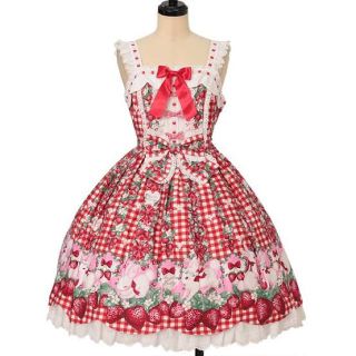 アンジェリックプリティー(Angelic Pretty)のribbon berry bunny jsk セット アカ(ひざ丈ワンピース)