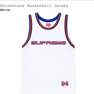 シュプリーム(Supreme)のsupreme  Rhinestone Basketball Jersey 白L(タンクトップ)