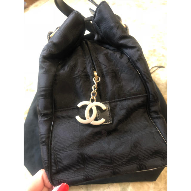 CHANEL♡トラベルライン台形トートバッグ黒