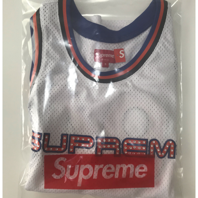 Supreme(シュプリーム)のRhinestone Basketball Jersey 白 Sサイズ メンズのトップス(タンクトップ)の商品写真