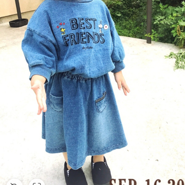 BREEZE(ブリーズ)の[子供服] BREEZE×スヌーピー デニムワンピース キッズ/ベビー/マタニティのキッズ服女の子用(90cm~)(ワンピース)の商品写真