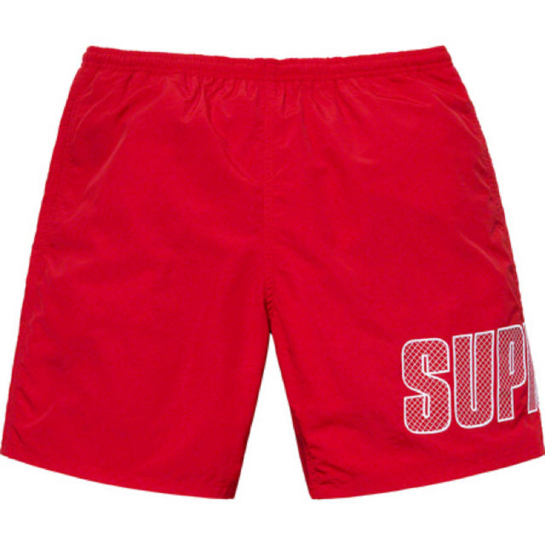 送料込 赤L supreme Logo Applique Water Short水着