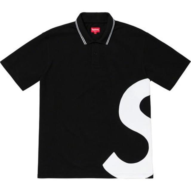 supreme s logo polo black Mポロシャツ