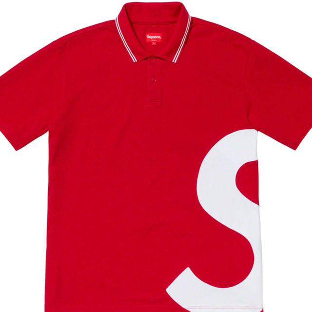 supreme s logo polo 赤 M