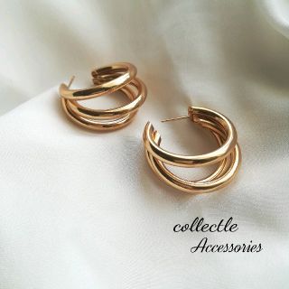 3連メタルピアス（ゴールド）(ピアス)