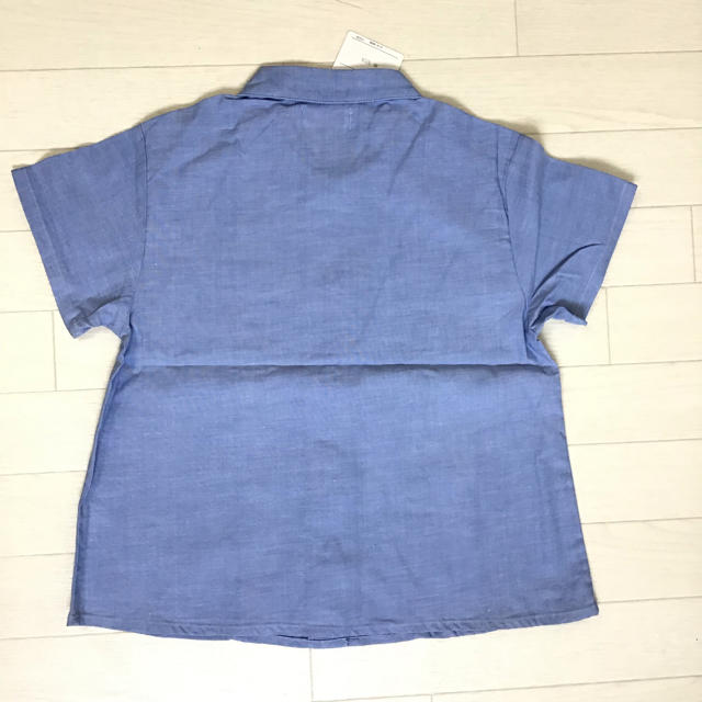 新品 120 ブルー 綿 半袖シャツ キッズ/ベビー/マタニティのキッズ服男の子用(90cm~)(ブラウス)の商品写真