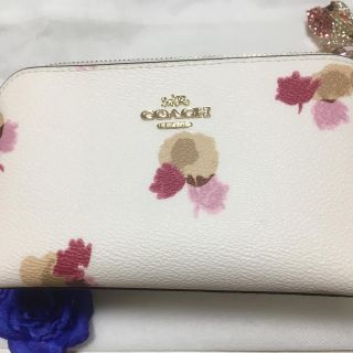 コーチ(COACH)の希少品 最新モデル 新品 COACH☆花柄 ポーチ ホワイト(ポーチ)