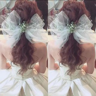 チュールリボン 前撮り 結婚式 に(ヘアアクセサリー)