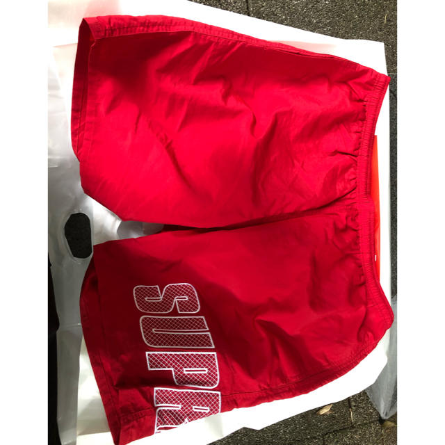 supreme logo applique water short red L