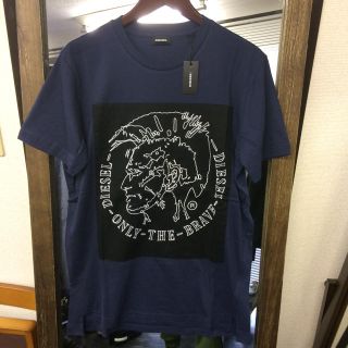 ディーゼル(DIESEL)の【新品】DIESEL ブランドマーク刺繍Tシャツ ブルー Mサイズ(Tシャツ/カットソー(半袖/袖なし))