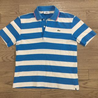 ラコステ(LACOSTE)の日本製 ラコステ ポロシャツ ３（M）青 ボーダー メンズ(ポロシャツ)