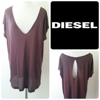 ディーゼル(DIESEL)のDIESEL/新品未使用/背中開きドルマンTシャツ/バーガンディ(Tシャツ(半袖/袖なし))