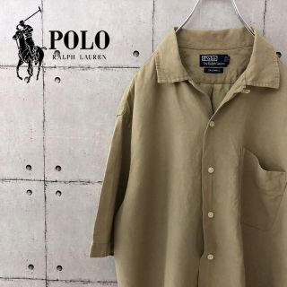 ポロラルフローレン(POLO RALPH LAUREN)の【超レア】90s ポロラルフローレン オープンカラーシャツ 麻シルク  ベージュ(シャツ)