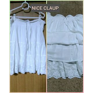 ナイスクラップ(NICE CLAUP)の●NICE CLAUP　ホワイト　チュールスカート　Mサイズ～フリーサイズ(ミニスカート)