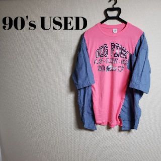 ギルタン(GILDAN)のギルダン リメイク Tシャツ ダンガリーシャツ 古着 90s ビッグシルエット(Tシャツ/カットソー(半袖/袖なし))