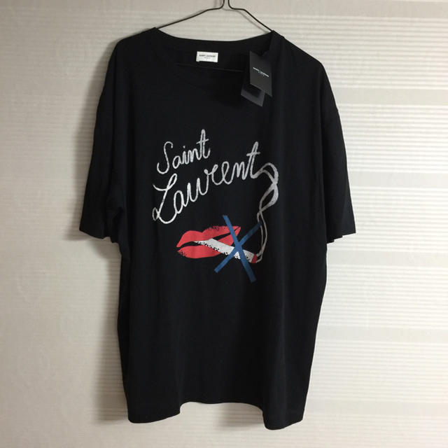 新品 本物 正規品 サンローラン メンズ Tシャツ 黒 ロゴ オーバーサイズ