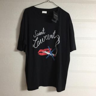 サンローラン(Saint Laurent)の新品 本物 正規品 サンローラン メンズ Tシャツ 黒 ロゴ オーバーサイズ(Tシャツ/カットソー(半袖/袖なし))