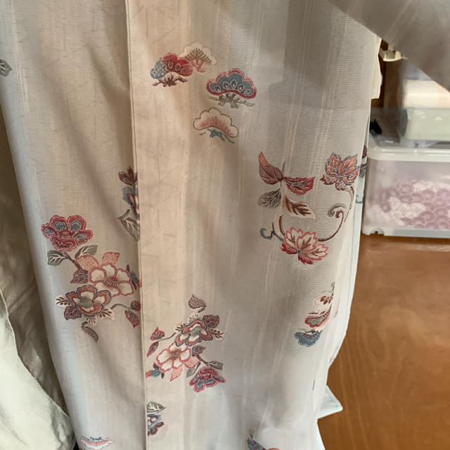 アンティーク小紋   絽  化繊   単衣  沖縄手縫い仕立て 2