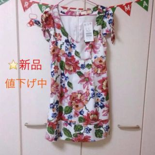 リッチ(rich)の(新品)rich 花柄 ミニワンピース S(ミニワンピース)