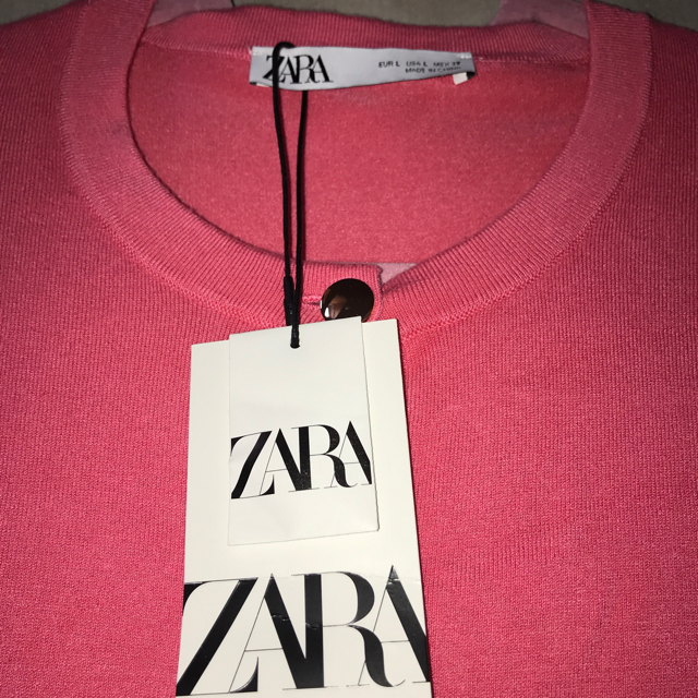 ZARA(ザラ)の★ ZARA ★ ザラ ボタン カーディガン ピンク Lサイズ レディースのトップス(カーディガン)の商品写真
