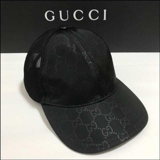 GUCCIキャップブラックロゴメッシュ帽子CHANEL