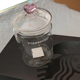 スターバックスコーヒー(Starbucks Coffee)の新品・未使用 韓国 スターバックス ガラス製 キャニスター バレンタイン限定(テーブル用品)