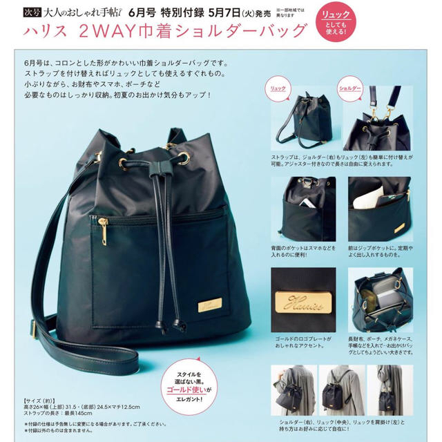 Harriss(ハリス)のHarriss 2way巾着ショルダーバッグ レディースのバッグ(ショルダーバッグ)の商品写真