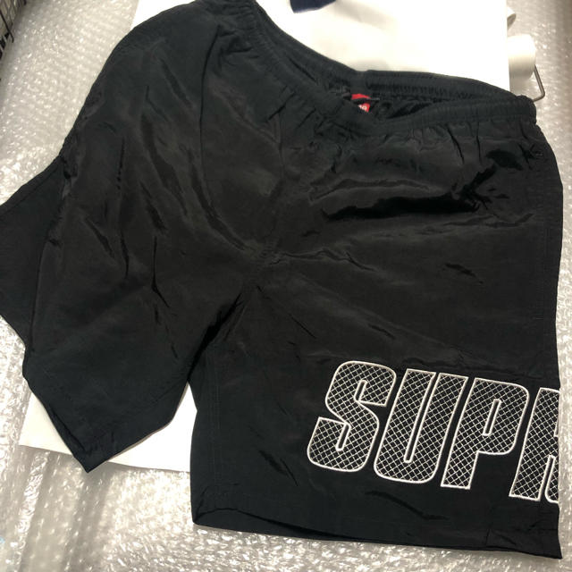 supreme Logo Appliqué Water Short 【S】黒