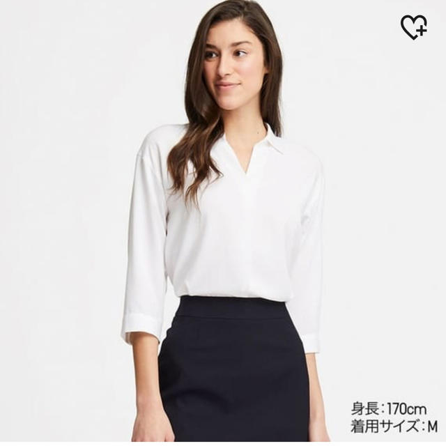 UNIQLO(ユニクロ)のスキッパーシャツ 白 レディースのトップス(シャツ/ブラウス(長袖/七分))の商品写真