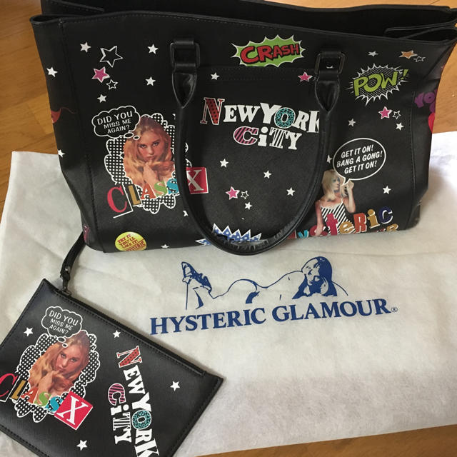 HYSTERIC GLAMOUR(ヒステリックグラマー)のヒステリックグラマー☆STICKER柄 リバーシブル トート バッグ  レディースのバッグ(トートバッグ)の商品写真