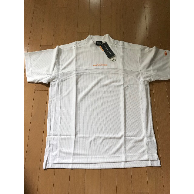 BRIDGESTONE(ブリヂストン)のブリヂストンスポーツPARADISO モックTシャツ　白　Lサイズ メンズのトップス(Tシャツ/カットソー(半袖/袖なし))の商品写真