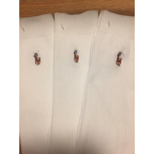 Ralph Lauren(ラルフローレン)の新品タグ付き ラルフローレン靴下 24-26㎝白、ハイソックス お受験 通学靴下 レディースのレッグウェア(ソックス)の商品写真