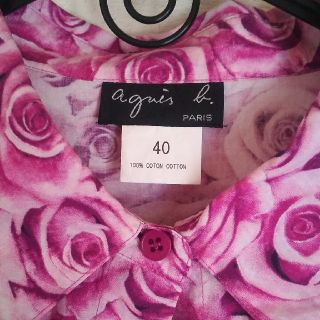 【美品】 Agnes.b アニエスベー ドレスシャツ バラ 薔薇 ローズ 総柄