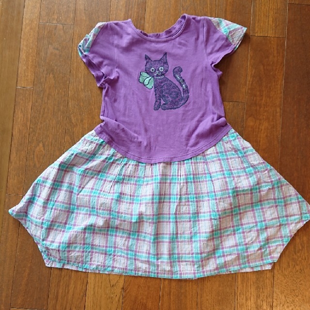 ANNA SUI mini(アナスイミニ)のアナスイ 紫チェックワンピース 140cm キッズ/ベビー/マタニティのキッズ服女の子用(90cm~)(ワンピース)の商品写真