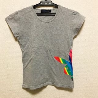 プレイボーイ(PLAYBOY)のPLAYBOY プレイボーイ グレー 灰色 レインボー ウサギ 半袖 Tシャツ(Tシャツ(半袖/袖なし))