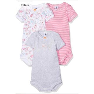 プチバトー(PETIT BATEAU)のプチバトー ボディ ロンパース 肌着 12m 70 75 3枚セット 女の子(肌着/下着)