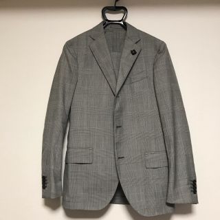 バーニーズニューヨーク(BARNEYS NEW YORK)の春夏46ラルディーニLARDINIスーツ格子柄グレー(セットアップ)