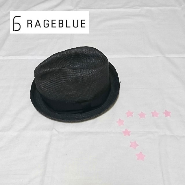 RAGEBLUE(レイジブルー)のRAGEBLUE　麦わら帽子　ペーパーストローハット　ブラック メンズの帽子(ハット)の商品写真