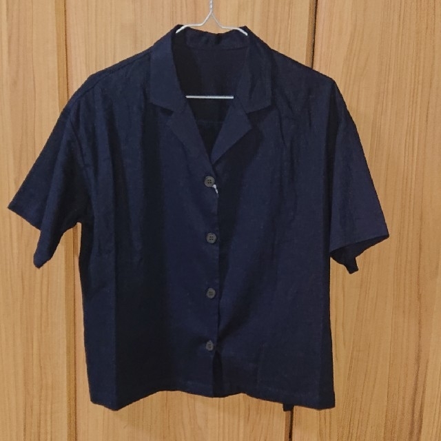GU(ジーユー)のリネンブレンドオープンカラーシャツ レディースのトップス(シャツ/ブラウス(半袖/袖なし))の商品写真