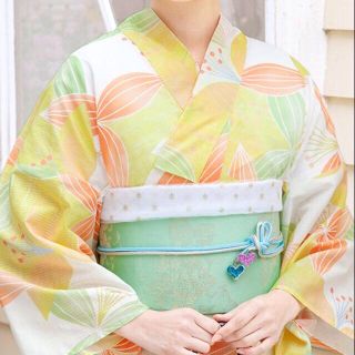 浴衣　一式セット 黄色　花柄　元気いっぱいビタミンカラー