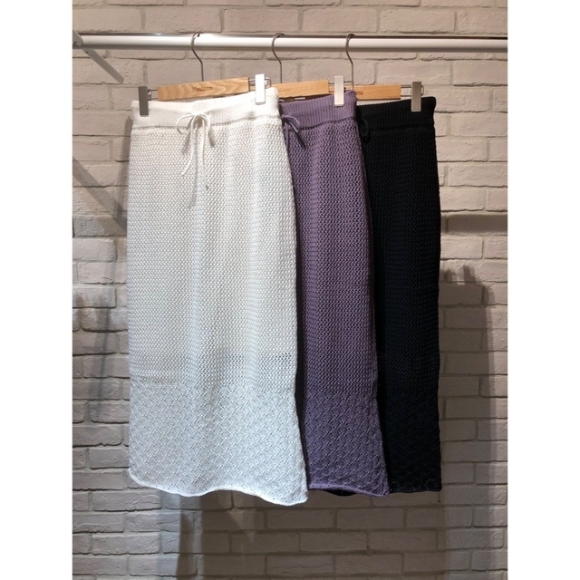 Kastane(カスタネ)のkastane 柄編み切り替えニットスカート レディースのスカート(ロングスカート)の商品写真