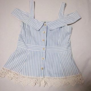 ロジータ(ROJITA)のオフショルストライプトップス♡(カットソー(半袖/袖なし))