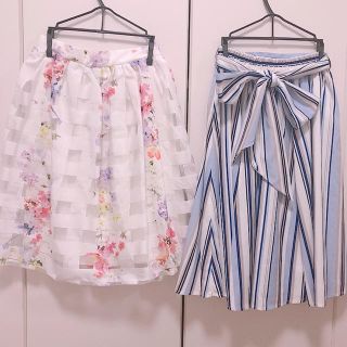 トッコ(tocco)のtocco フラワースカート＆ストライプリボンスカートset❁(ひざ丈スカート)