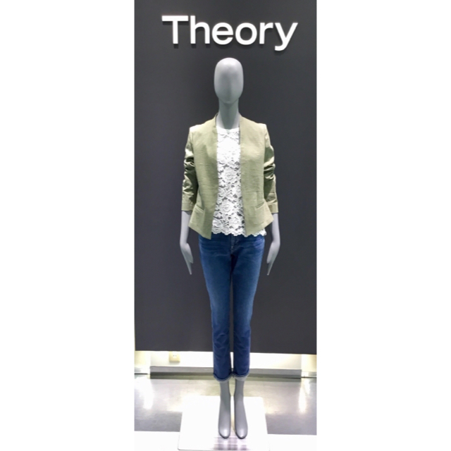 theory(セオリー)のTheory 18SS リネンノーカラージャケット カーキ レディースのジャケット/アウター(ノーカラージャケット)の商品写真