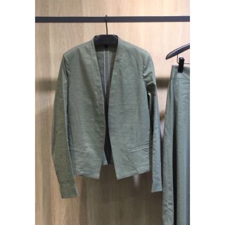 セオリー(theory)のTheory 18SS リネンノーカラージャケット カーキ(ノーカラージャケット)