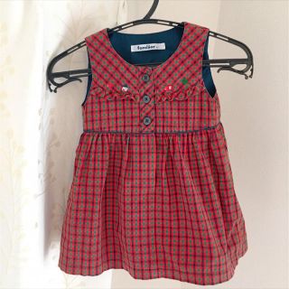 familiar - 現行品♡ファミリア チェック ワンピース ジャンパー