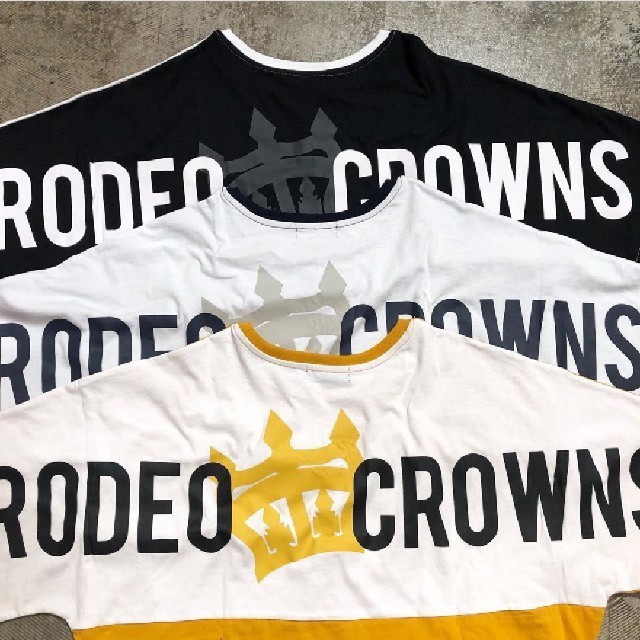 RODEO CROWNS WIDE BOWL(ロデオクラウンズワイドボウル)のライトイエロー関西限定ドルマンバイカラーTシャツ 関西の皆さんビックリ衝撃特価！ レディースのトップス(Tシャツ(半袖/袖なし))の商品写真