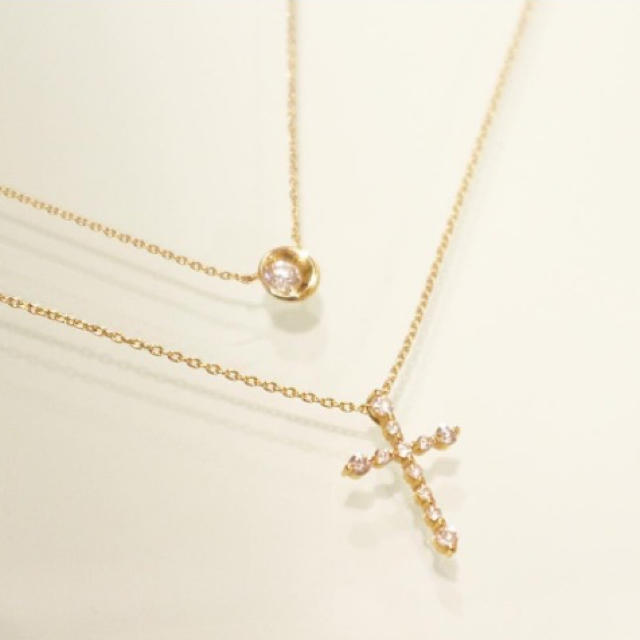 STAR JEWELRY(スタージュエリー)のスタージュエリー k18 ダイヤモンド 0.24ct クロス ネックレス 15万 レディースのアクセサリー(ネックレス)の商品写真